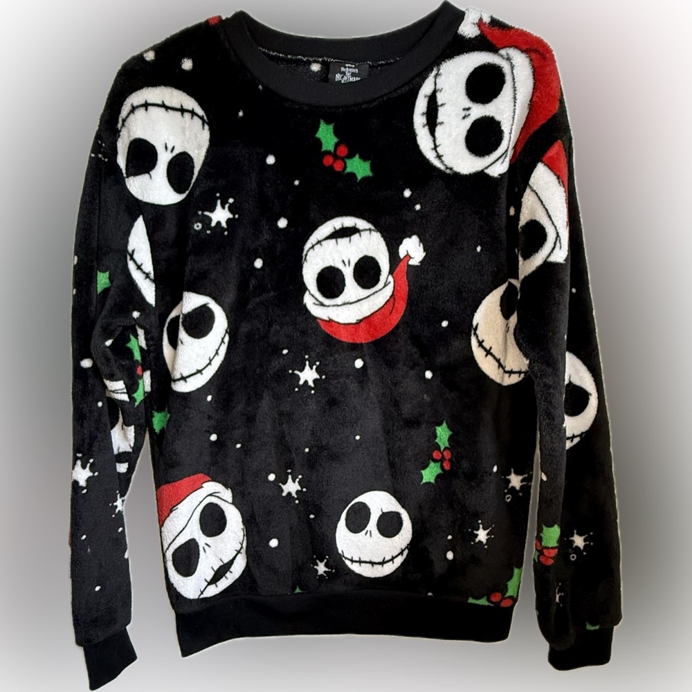 Disney Jack Skellington Nightmare Before Christmas Velour Top Juniors Size Small